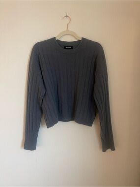 NAADAM cashmere Ribbed Crewneck Sweater in Dusty Blue